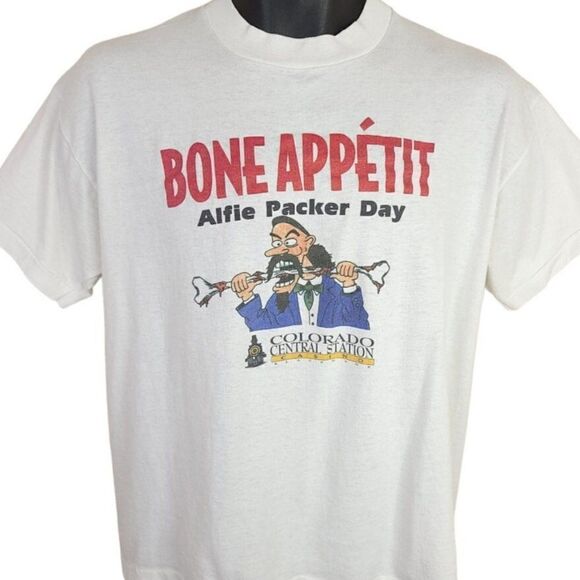 Alferd Packer T Shirt Vintage 90s Colorado Cannibal Bone Appetit Alfie Medium